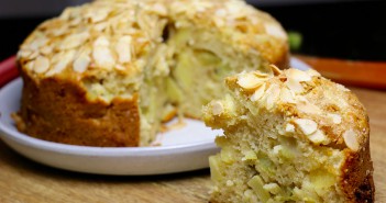 Gâteau moelleux à la pomme et à la rhubarbe